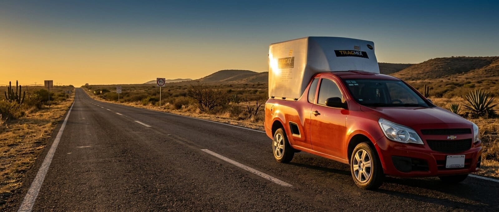 Representación del Pickup 1/2 tonelada de TRACMEX en carretera